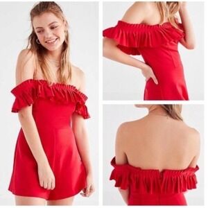 NWT Urban Outfitters Red Off the Shoulder Romper
